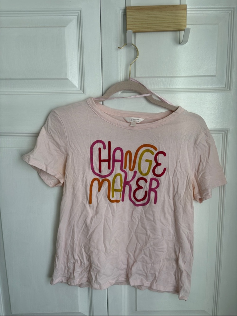 LC Lauren Conrad Pink "Change Maker" Graphic Tee